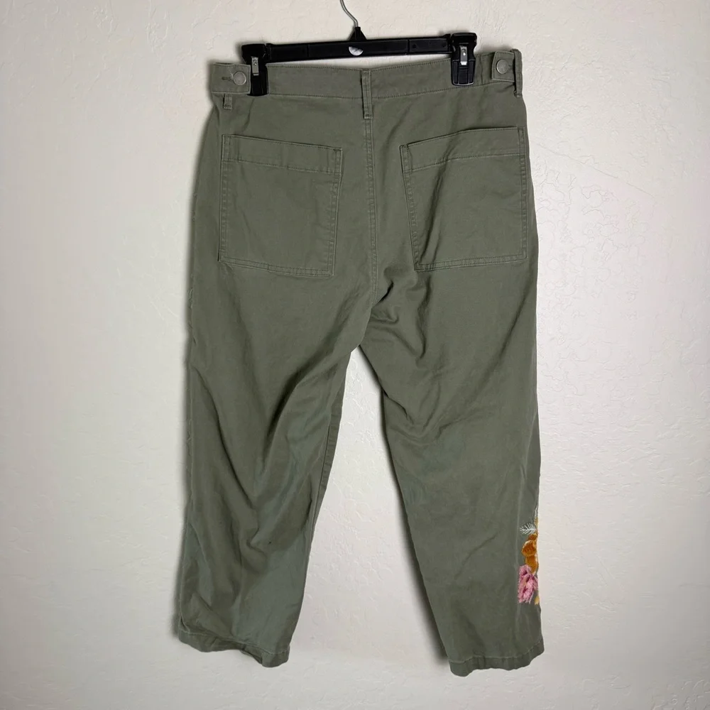 Driftwood Green Utility Boyfriend Crop Floral Embroidery Large - Picture 6 of 16